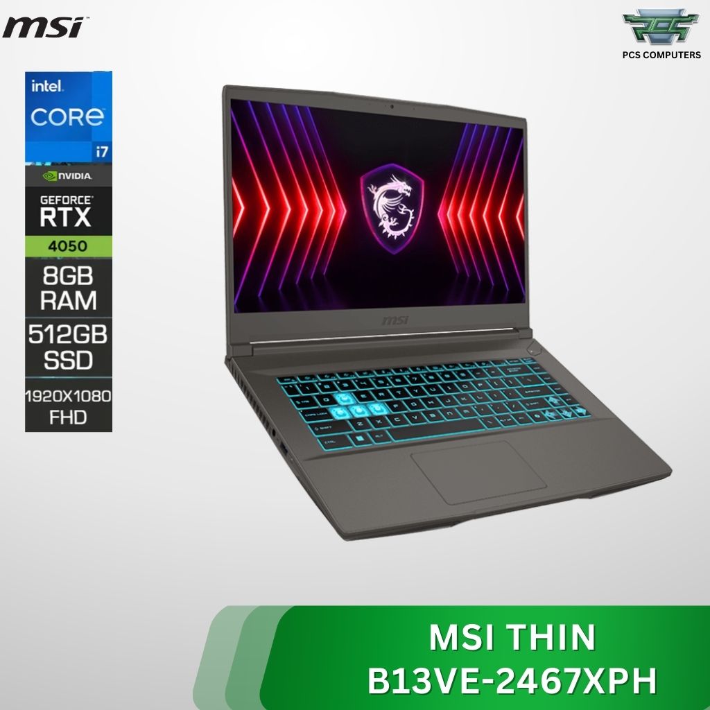 MSI Thin 15 B13VE-2467XPH | Core i7-13620H | RTX 4050 6GB | 8GB RAM | 512GB SSD | 144Hz | Grey - Image 2