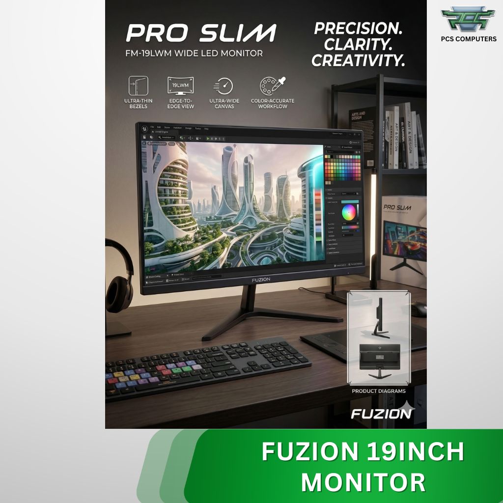 FUZION PRO SLIM FM-19LWM 19" Wide LED Monitor | 75Hz | 1440x900 | HDMI & VGA - Image 3