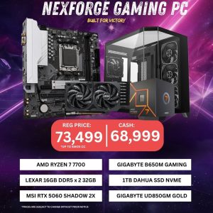 NEXFORGE Gaming Desktop – Ryzen 7 7700 | MSI RTX 5060 | 32GB DDR5 | 1TB SSD