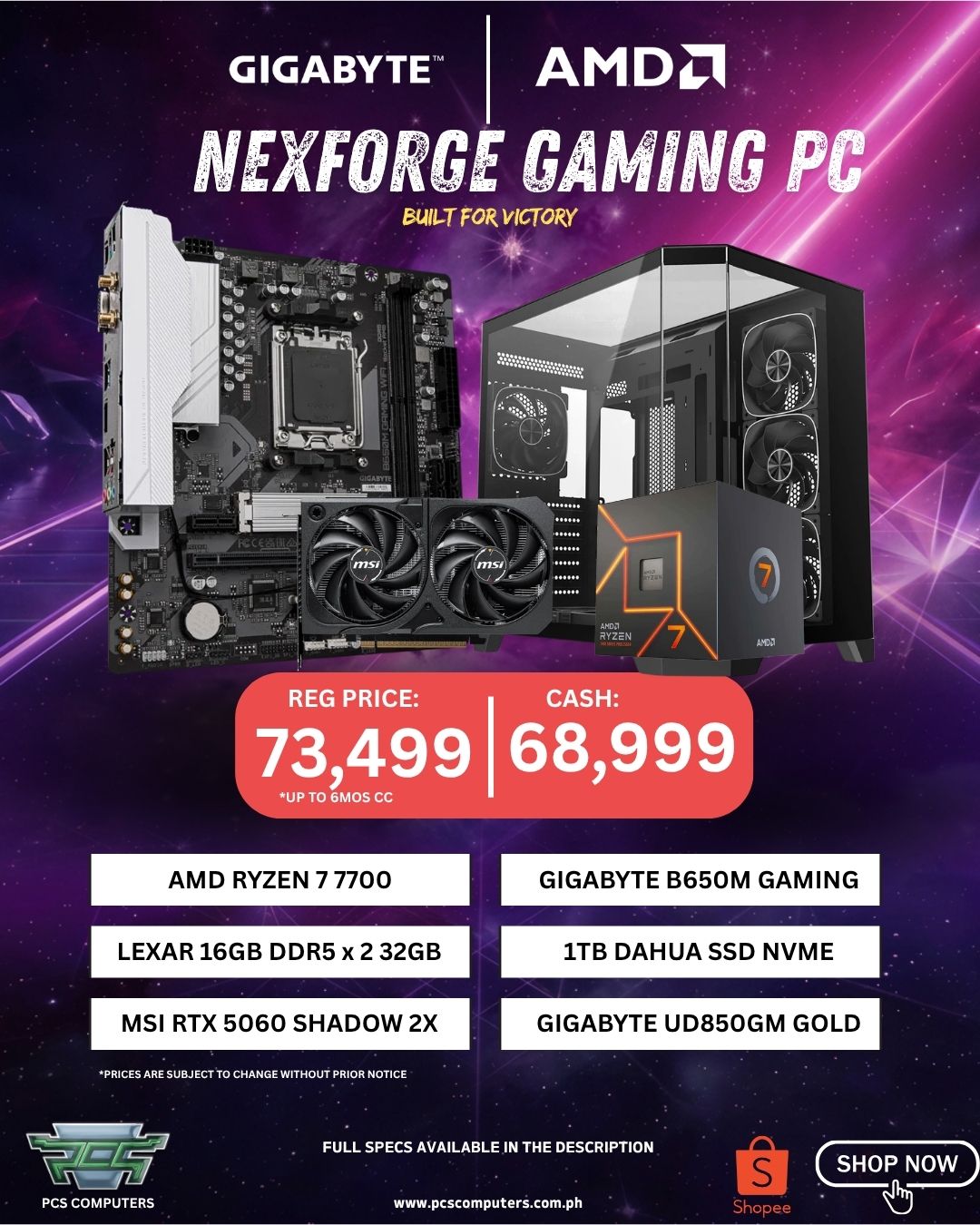 NEXFORGE Gaming Desktop – Ryzen 7 7700 | MSI RTX 5060 | 32GB DDR5 | 1TB SSD