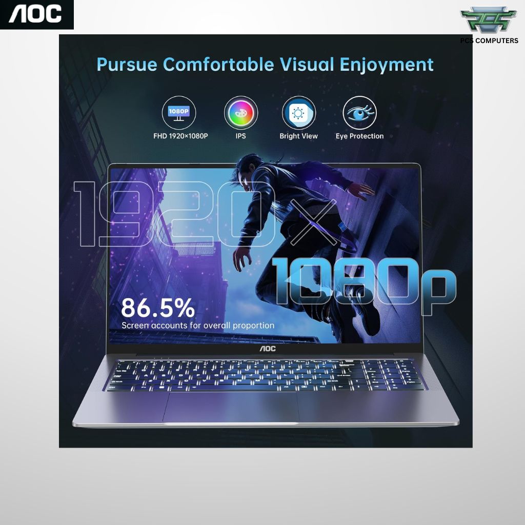 AOC Noble 15 N156P25-F7D4G/71 Laptop | AMD Ryzen 5 7430U | 16GB DDR4 | 512GB SSD | 15.6" FHD IPS | Windows 11 | Free Mouse & Mousepad | Up to 2 Years Warranty* - Image 6