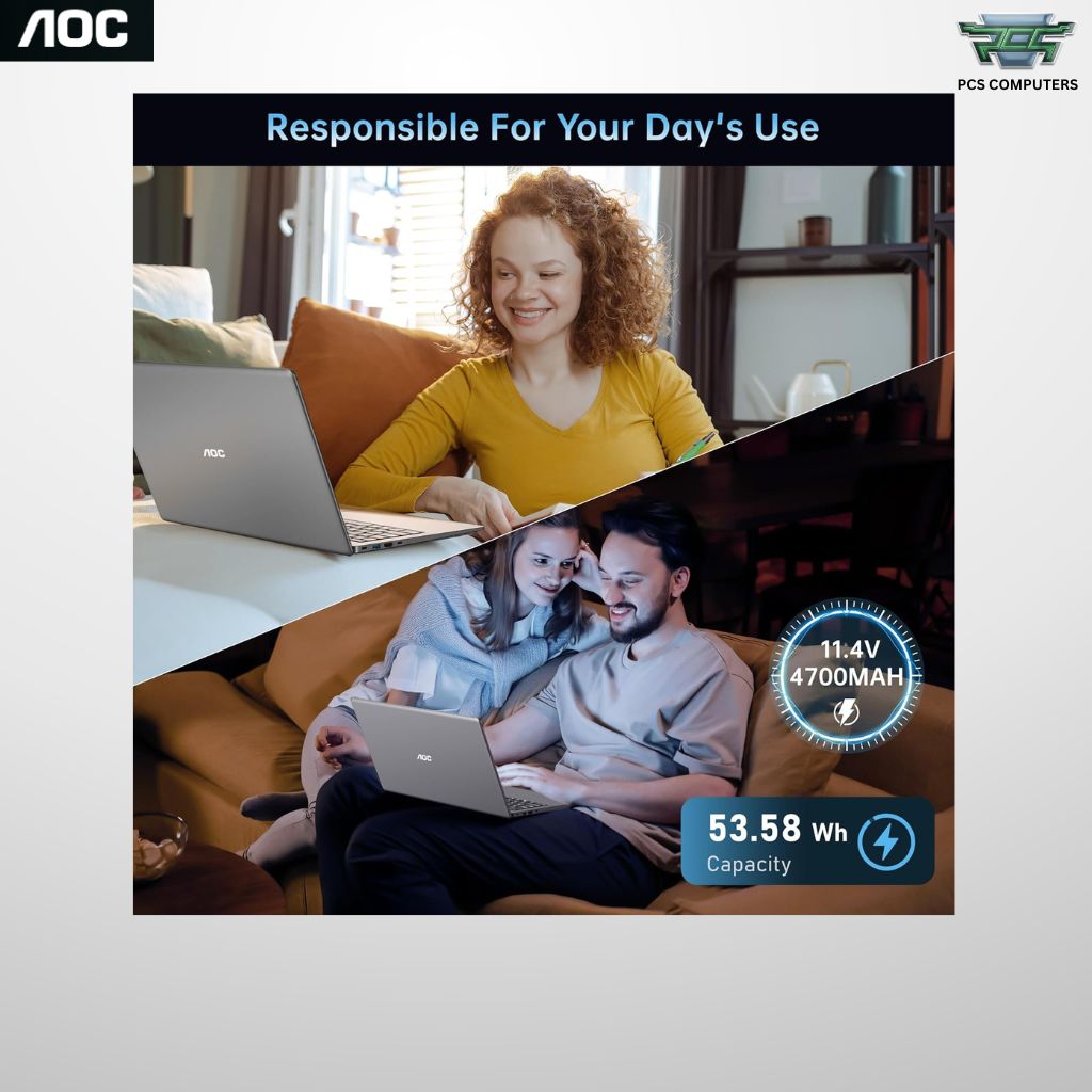 AOC Noble 15 N156P25-F7D4G/71 Laptop | AMD Ryzen 5 7430U | 16GB DDR4 | 512GB SSD | 15.6" FHD IPS | Windows 11 | Free Mouse & Mousepad | Up to 2 Years Warranty* - Image 4