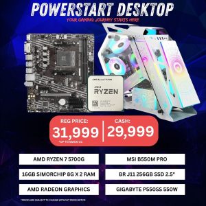 PowerStart Desktop PC – Ryzen 7 5700G | Radeon Graphics | 16GB RAM | 256GB SSD