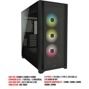 Corsair iCUE 5000X RGB Tempered Glass Mid-Tower ATX PC Smart Case (Black)