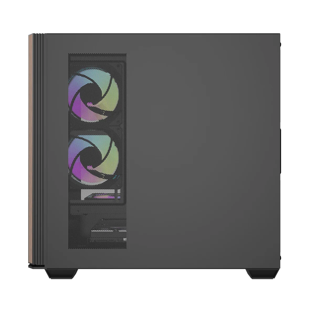 DarkFlash DS900WS Luxury ATX Front Wood Style Panoramic Side Glass Panel PC Case (Black, White) - Image 2