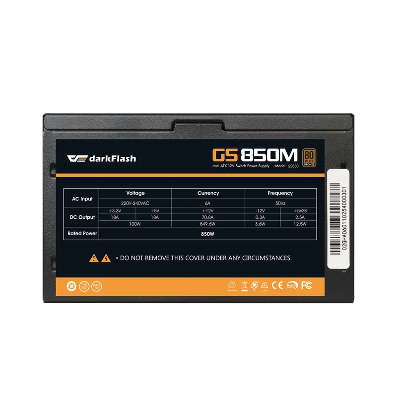 DarkFlash GS 850M 850W 80+ Bronze PCIe 5.1 Ready Full Modular Power Supply - Image 4