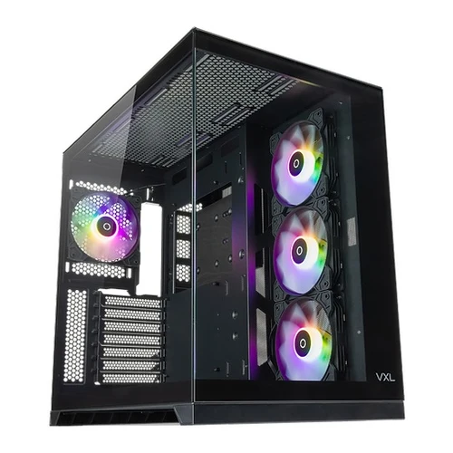 Tecware VXL Evo TG Dual Chamber ATX Case with 4x12cm ARGB Fans (Black)
