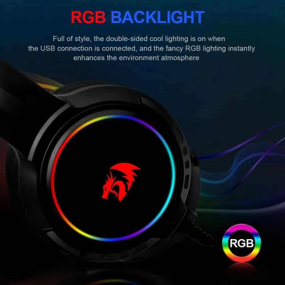 Redragon Mento H270-RGB Wired Gaming Headset — Black — product view 2