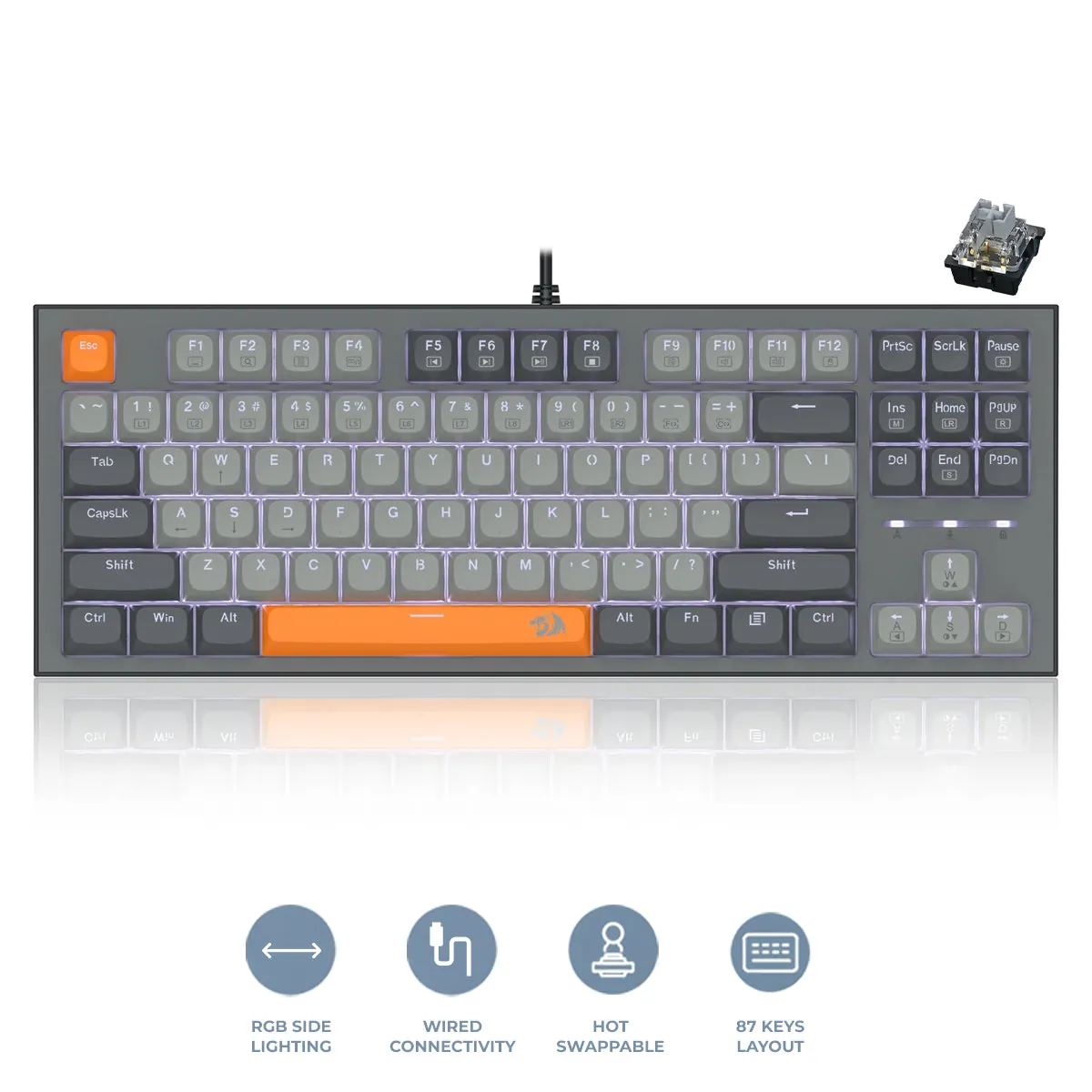 Redragon BES K611-GGO Mechanical Keyboard — Gradient Grey/Orange
