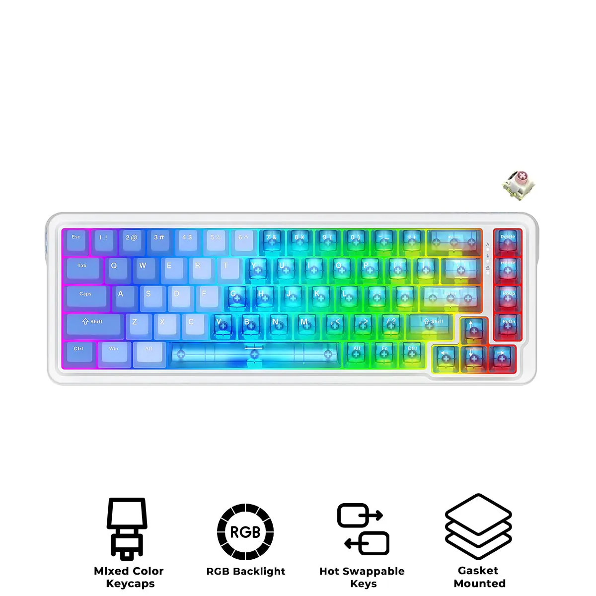 Redragon Nova Magnetic K709PLB-RGB-M Keyboard — White/Blue Transparent