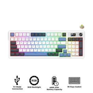 Redragon Galatin Pro K719WGB-RGB-PRO Wireless Mechanical Keyboard — White/Grey/Blue
