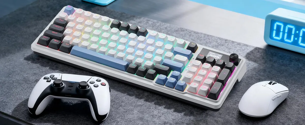 Redragon Galatin Pro K719WGB-RGB-PRO Wireless Mechanical Keyboard — White/Grey/Blue — product view 3
